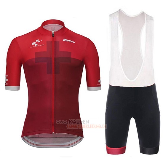 Tour de Suisse Kurzarmtrikot 2018 und Kurze Tragerhose Cross Rot